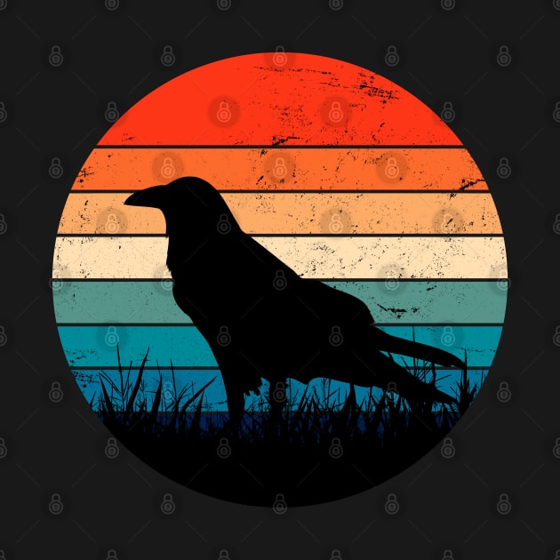 Raven Lover Silhouette Retro Sunset Art by ShopBuzz