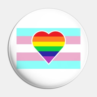 Transgender Pride Flag with Homosexual/Gay/Rainbow Heart Pin