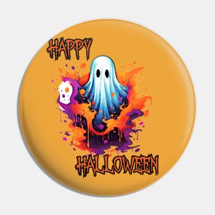 Spooky Ghost Happy Halloween Pin