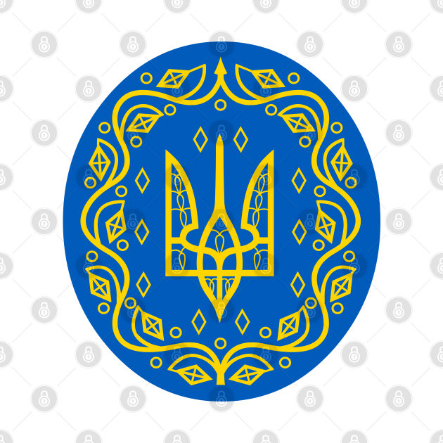 Ukraine Kyiv Flag - Ukraine Trident - Coat of Arm - Ukraine Flag