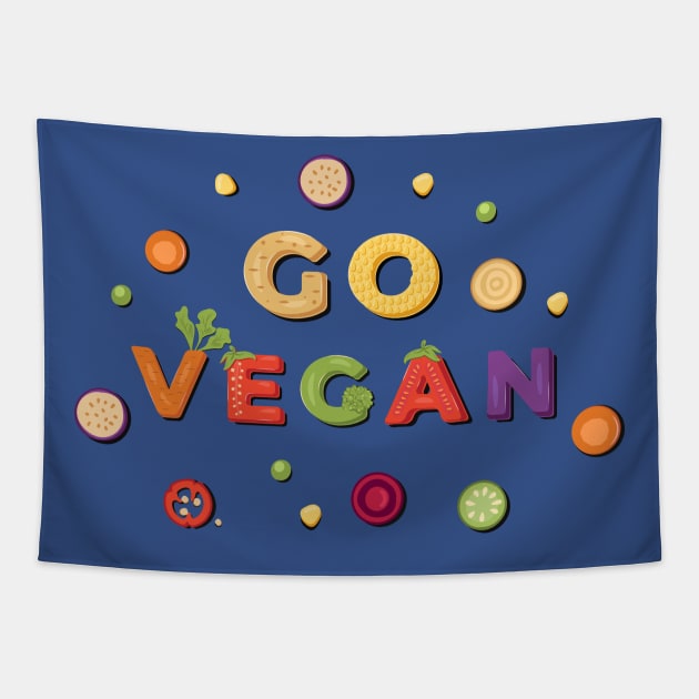 go vegan Tapestry by Mako Design 