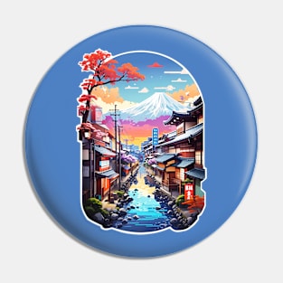 Japanese landscape with vintage Pin