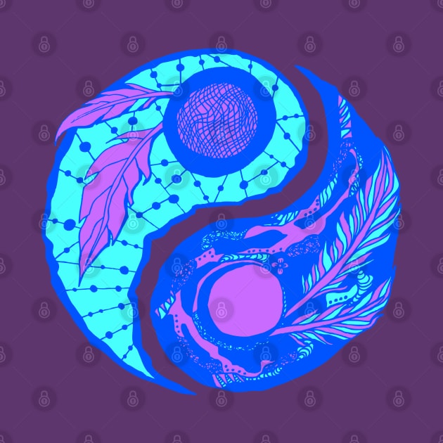 Blue Feathers Yin Yang by kenallouis