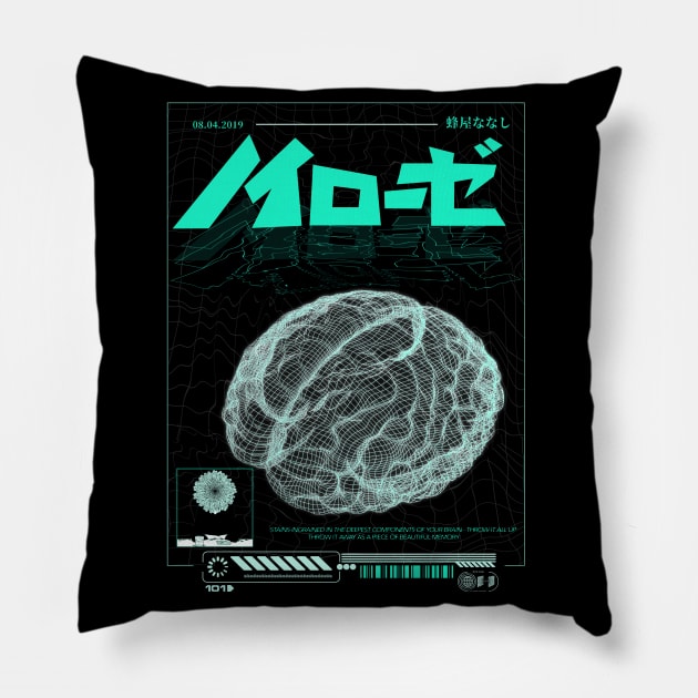 Cybercore Neurosis Streetwear Design Pillow by Cyber Cyanide