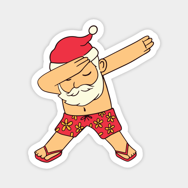 Dabbing Summer Santa Claus Cartoon Magnet by SLAG_Creative