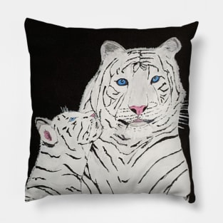 White Tiger And Cub Pillow