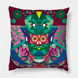 reina roja, the mayan red queen in ecopop pattern mandala Pillow