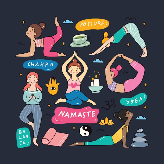 Cute Yoga Girl Doodle Art by SLAG_Creative