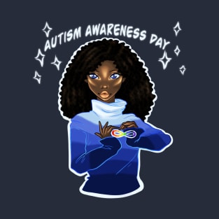 Black Girl Autism Awareness Day T-Shirt