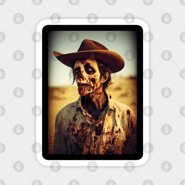 Zombie Cowboy Portrait Magnet by Nysa Design