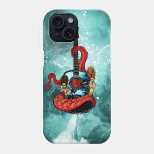 Awesome fantasy guitar with cute mermaids and tentacle Phone Case