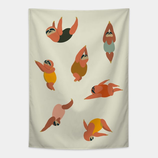 Sloth Swimmer Tapestry by huebucket