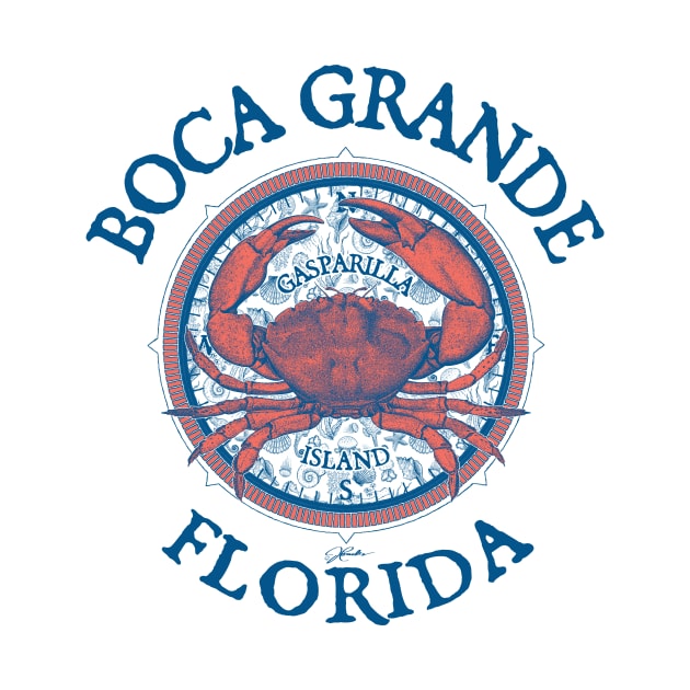 Boca Grande, Florida, with Stone Crab on Wind Rose by jcombs