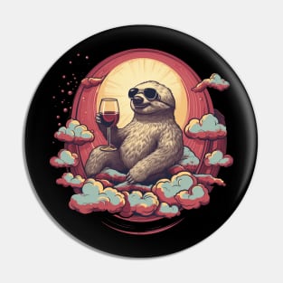 Sloth on Cloud Wine Pin