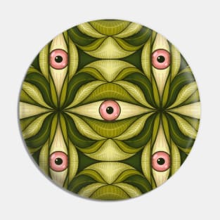 Ghost Eyes Plant Botanical Pattern Green Pink Pin