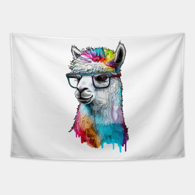 Alpaca Llama with nerd glasses Tapestry by FluffigerSchuh