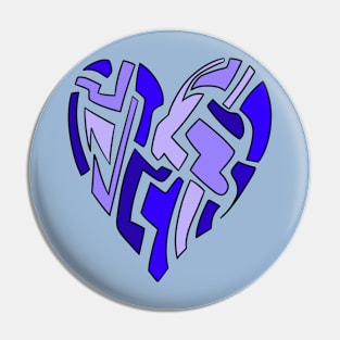 Blue fragmented Heart Pin