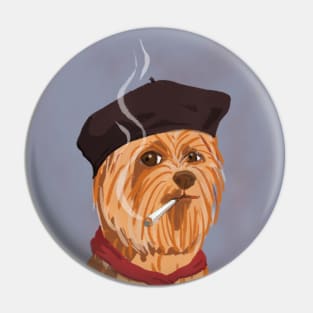 Smoking French Yorkshire terrier Pin