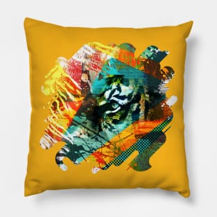 Bengal Tiger in  Abstract Paint Digital art Pillow