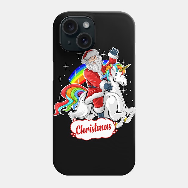 cute-santa-claus-rides-cute-unicorn Phone Case by SSK designs