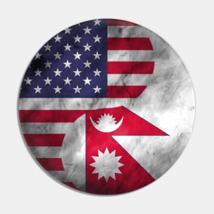 USA and Nepal Dual Flag Yin Yang Combination Pin
