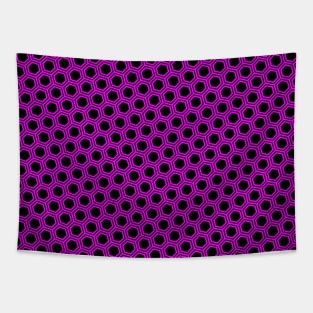 Pattern hexagonal pink on black background Tapestry