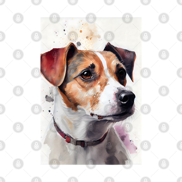 Watercolor portrait of a Jack Russelll Terrier Dog by designs4days