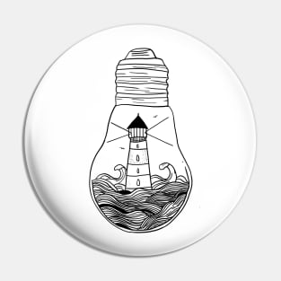 Lighthouse in a lightbulb creative handdrawn Gift Pin