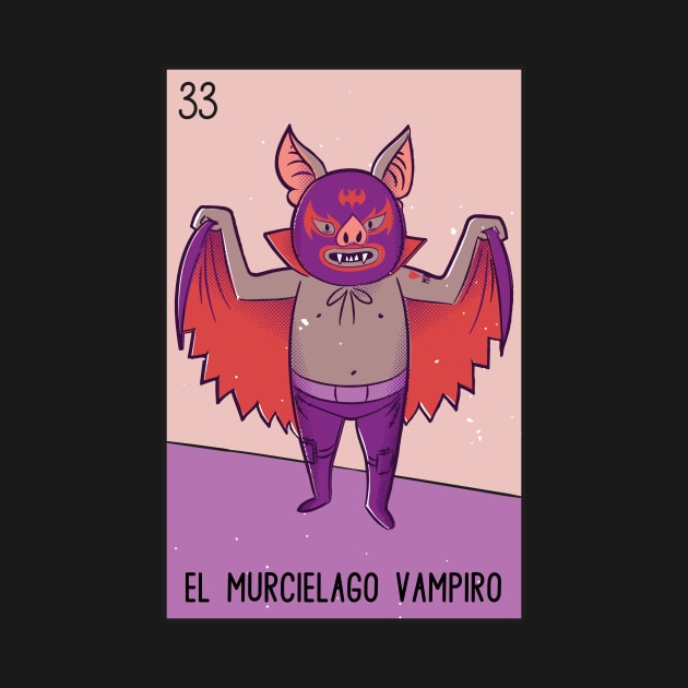 El Murciélago Vampiro // Mexican Luchador Vampire Bat Loteria Card by SLAG_Creative