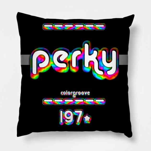 Perky 1970 ColorGroove Retro-Rainbow-Tube nostalgia (wf) Pillow by Blackout Design