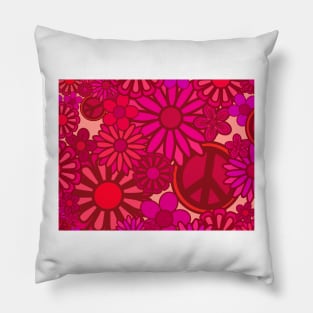 Red flower power Pillow