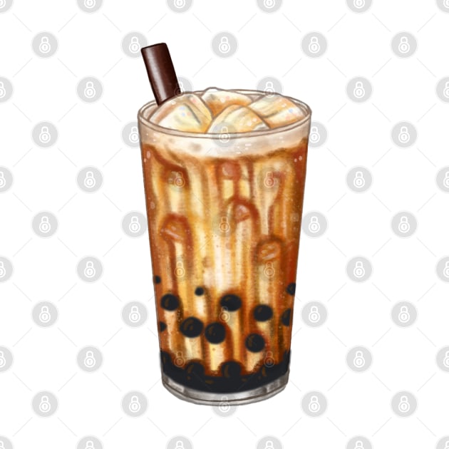 Taiwanese Food & Drink Illustration❤️Black Sugar Boba Milk Tea by Rose Chiu Food Illustration