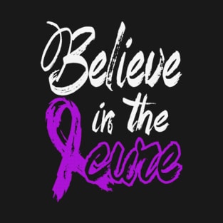 Believe In The Cure Alzheimers Awareness Purple Ribbon Warrior Support Survivor T-Shirt