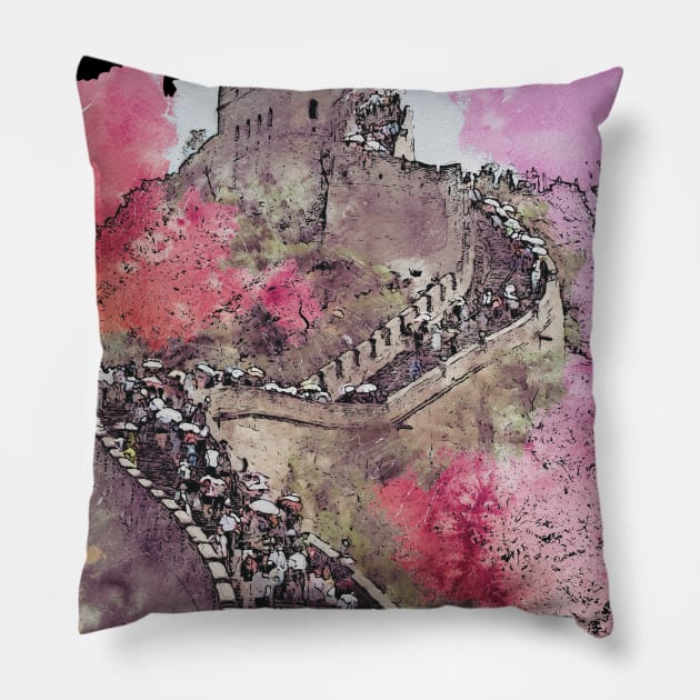 Great Wall of China Pillow by KMSbyZet