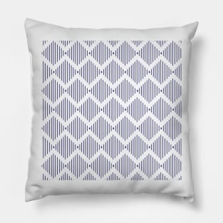 Blue diamond stripes zig zag pattern on white Pillow