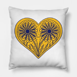 Love yellow flowers heart on white background Pillow