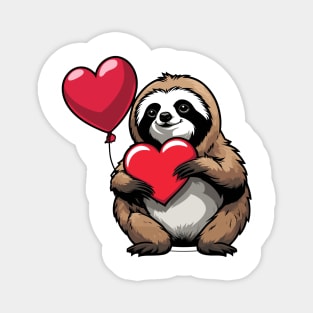 Sloth Heart Balloon - Valentines Day Magnet