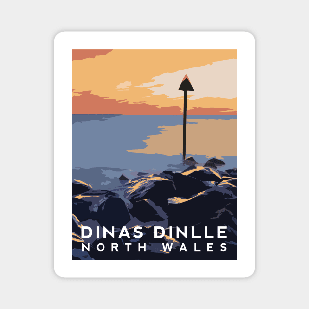 Dinas Dinlle Beach, North Wales Magnet by typelab