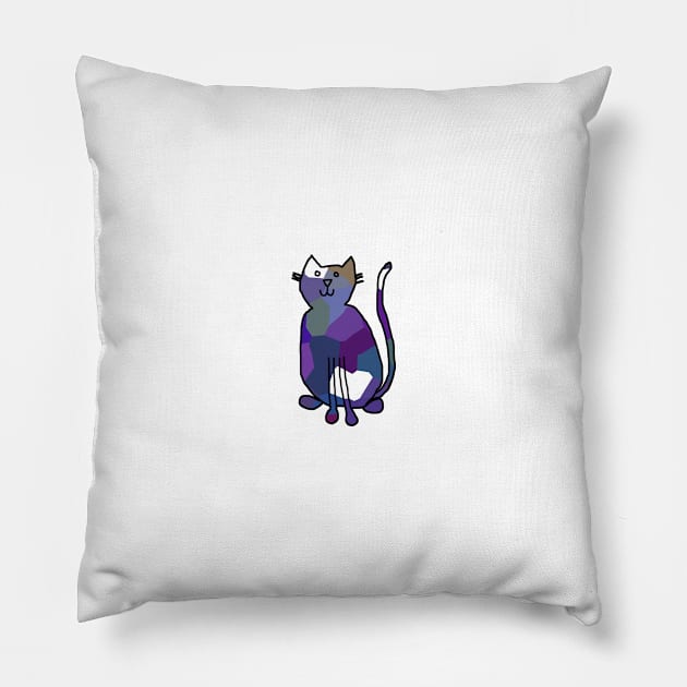 Small Blue Crystal Cat Pillow by ellenhenryart