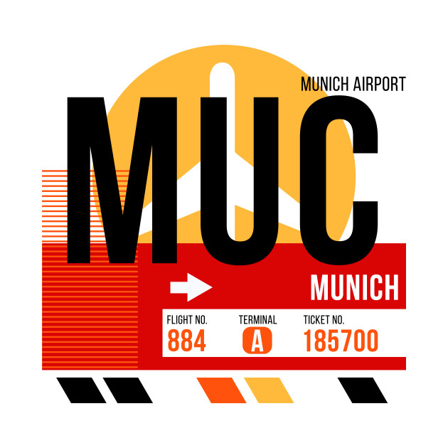 Disover Munich (MUC) Airport // Sunset Baggage Tag - Munich Germany - T-Shirt