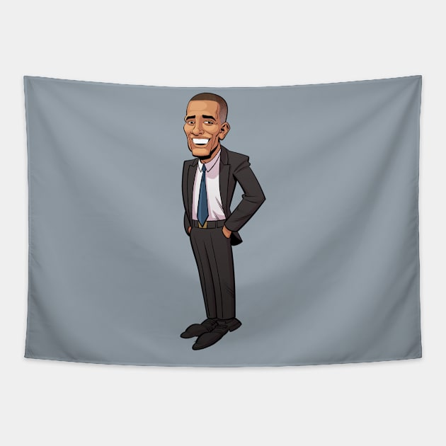 Barack Obama Caricature Tapestry by tommartinart