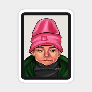 Pink Beanie Taehyung Magnet