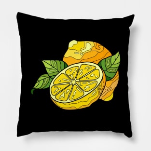 Lemon And Slices Of Lemon Cartoon Pillow