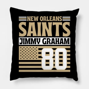 New Orleans Saints Graham 80 American Flag Football Pillow