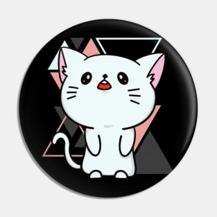 Cute little cat in triangles background adorable kitty Kittenlove Pin