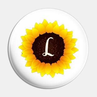 Floral Monogram L Bright Yellow Sunflower Pin