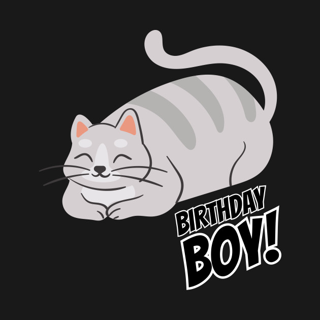 Birthday boy Tshirt with cute cat by TomUbon