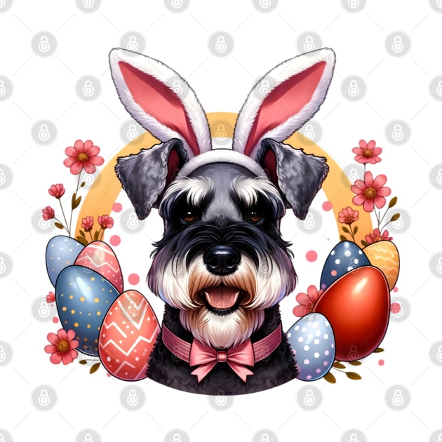 Standard Schnauzer Celebrates Easter with Bunny Ears by ArtRUs