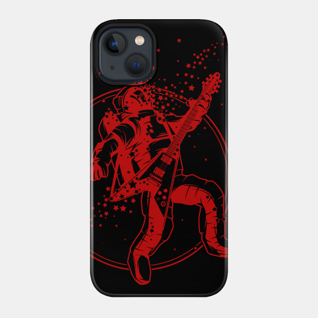 Astronaut Playing Guitar - Space Rock in Red - Astronaut - Phone Case