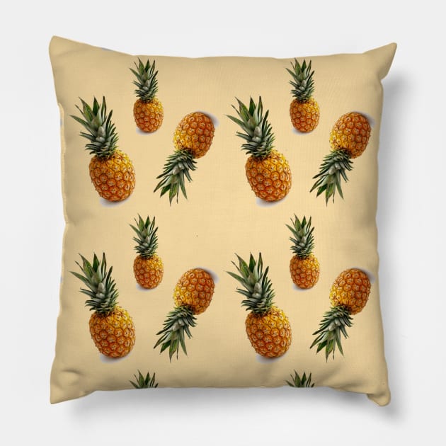 1980s girly tropical summer fruit pattern pineapple Pillow by Tina